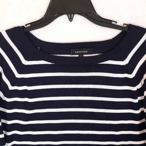 Spense Sweater XL Blue White Stripes Long Sleeve Nautical Classic Pullover EUC - Picture 2 of 11