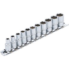 11 DOUILLES STANDARD CARRE 1/4 AUX POUCES 6 PANS BGS de 3/16 à 1/2