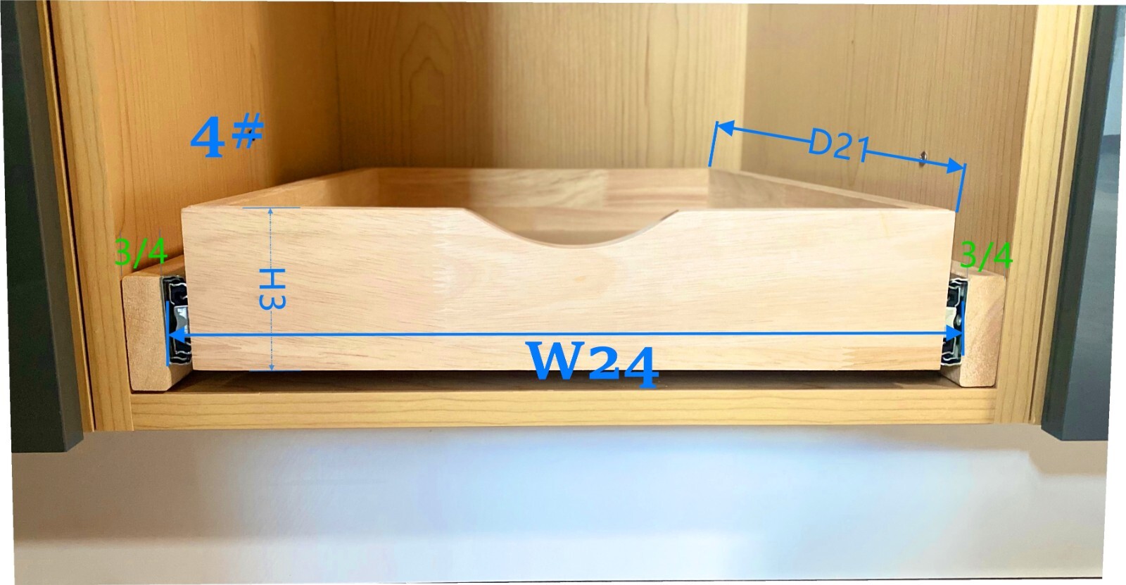 Kitchen Slide Out Cabinet Shelf Pull Out Wood Drawer Storage W24"xD21 soft close
