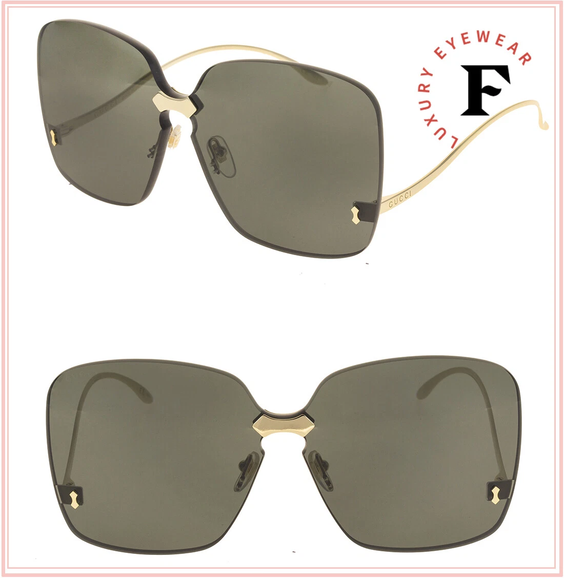 Best Gucci Square Frame Rimless Sunglasses