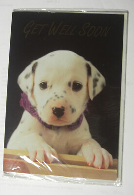 Get Well Soon entzückende Welpen Grußkarte Vintage leer innen versiegelt