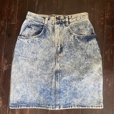 Weathered Blues Vintage Denim Acid Wash Skirt 26 Size 6