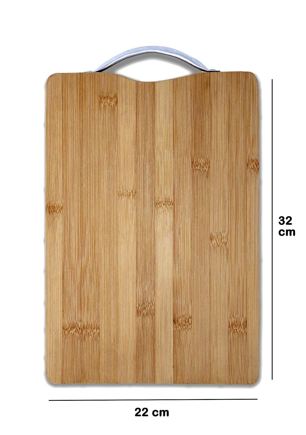 Bamboo Chopping Board Aluminium Handle Durable Double Sided Worktop 32 x 22 cms