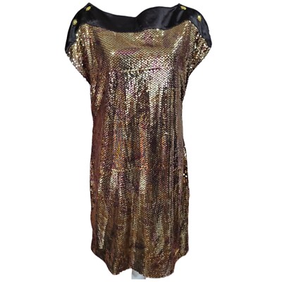 Gold Sequin Fancy Dress Flapper Gatsby Downton party Birthday Nye Apple  Bottoms | eBay