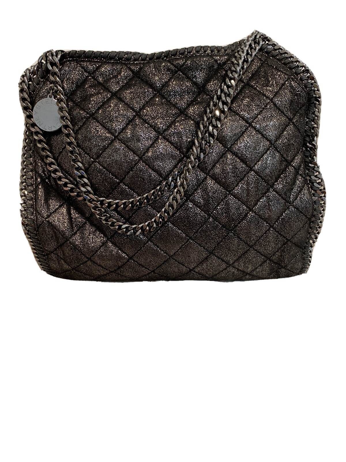 SAINT LAURENT Borsa trapuntata Stella McCartney Falabella nero metallizzato vendita al dettaglio $1530 00