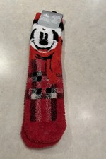Disney Parks Santa Mickey Cozy Socks 2021 Christmas Holiday New ADULT 4-10 SHOE