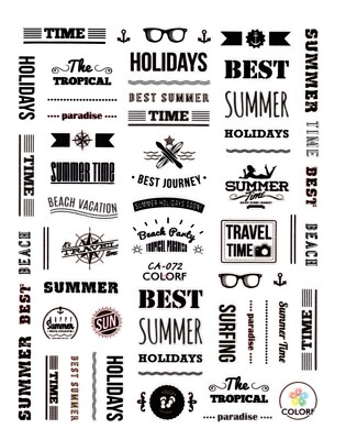 Nail art 3D stickers decal words signs heart summer time paradise holiday CA072
