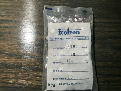 (100 pcs.) NOS Icotron Polystyrene Film/Foil Audio Capacitors 2000pf 160v .002uf