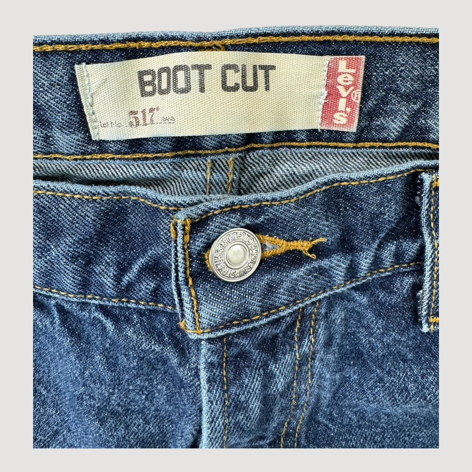 Levis 517 Jeans Mens 32x33 Bootcut Faded Whiskered 100% Cotton Medium Wash - Image 3 of 4