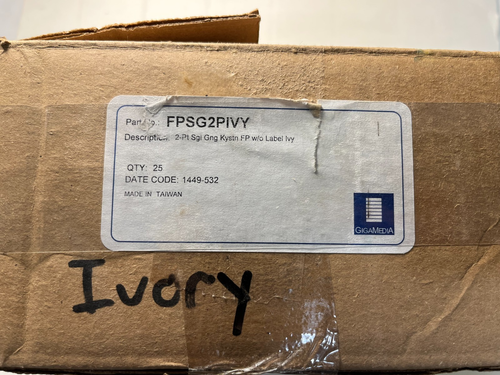 Box of (25) GigaMedia FPSG2PIVY 2 Port SG Keystone Faceplate w/o Label Ivory - Afbeelding 4 van 4
