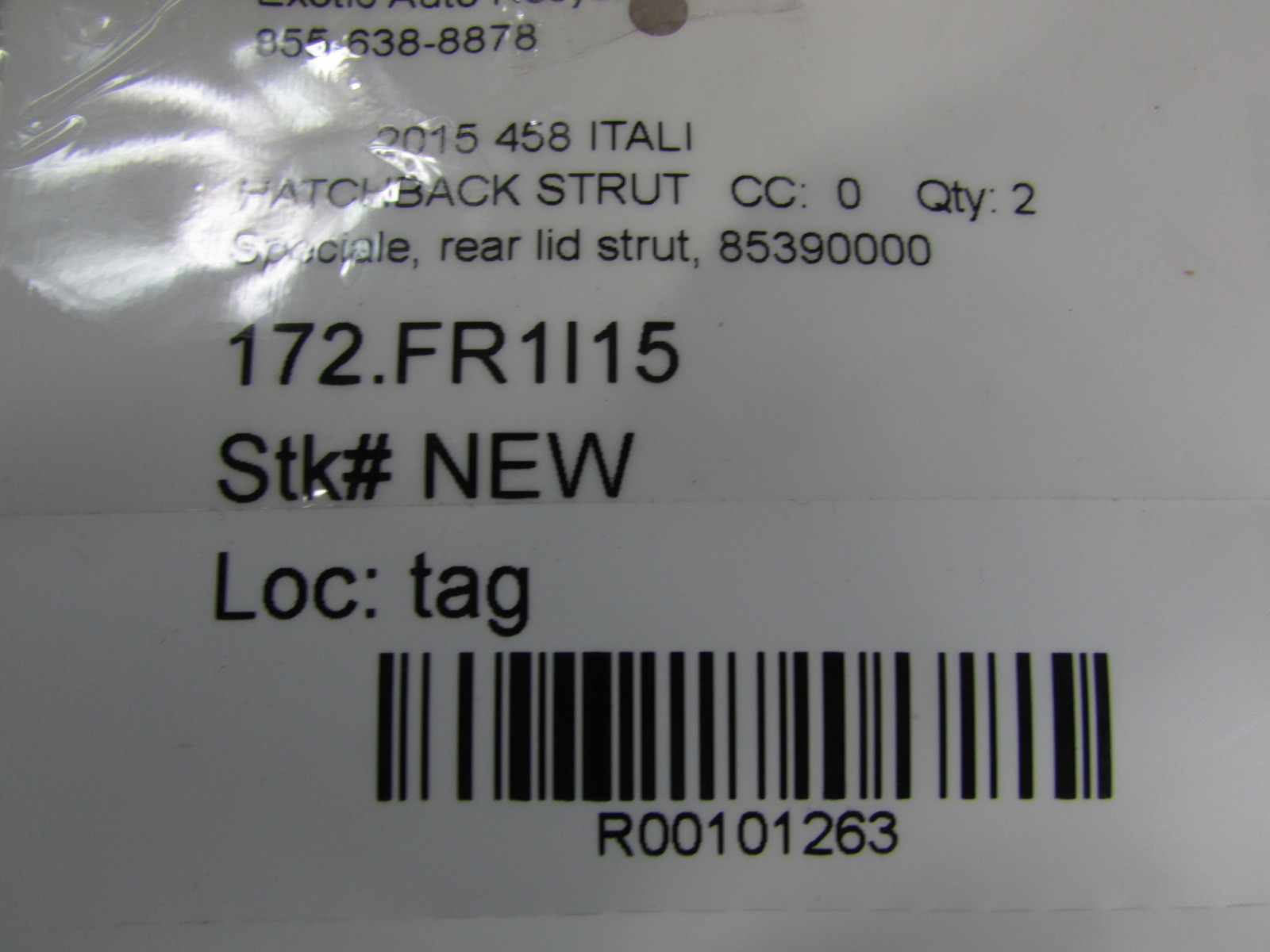 Ferrari 458 Itali, Hatchback Strut, New, P/N 85390000