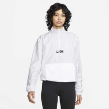 NEW Nike Sportswear Woven Windowpane Grid Windbreaker White Jacket Women S