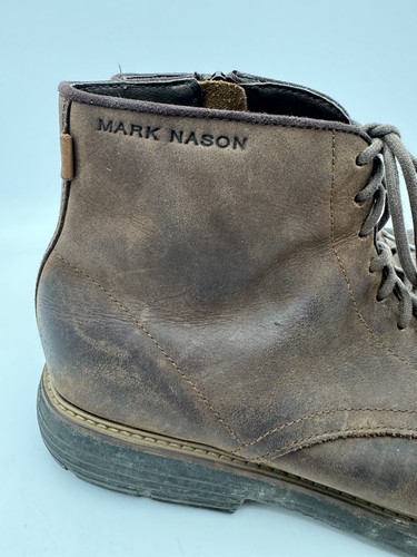 Size 10.5 Men’s Mark Mason Brown Leather Chelsea Boots Ankle Round Toe Chukka - Picture 2 of 17