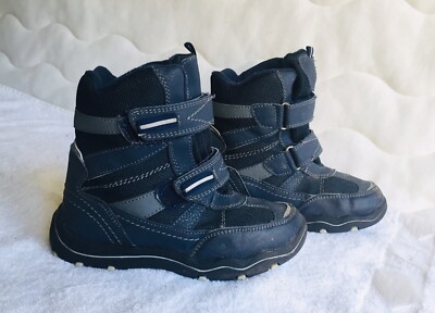 Girls winter boots size 32 boots leather textile Hook and Loop kids snow blue