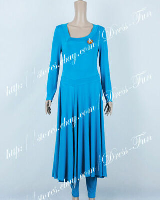 deanna troi blue dress Cosplay Commander Costume Halloween Party janfeb24