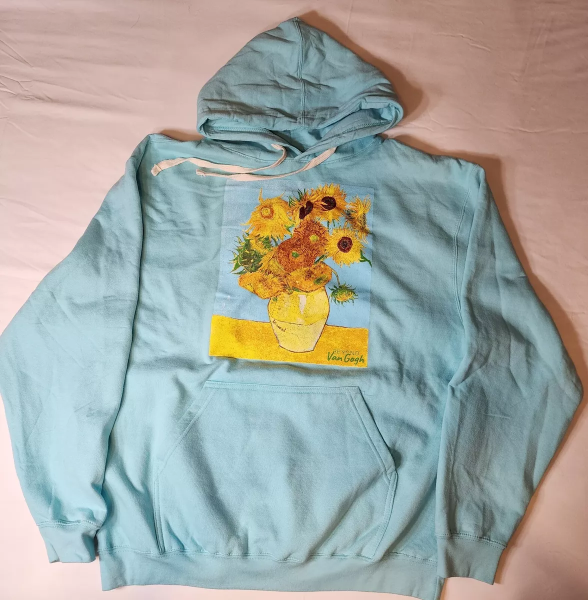 Beyond Van Gogh Sunflowers Hoodie Sweatshirt with Pockets Women s Large Blue