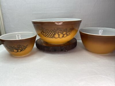 Vintage Pyrex Old Orchard Mixing Bowls Set 401 402 403 | eBay