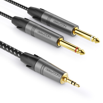 1m Klinkenkabel 3,5mm Klinke Stereo auf 2x 6,3mm Klinke Mono Kabel Y Audiokabel