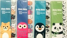 ANIMAL STICKY NOTES FLAGS: CHOICE OF CAT, OWL, PENGUIN, PANDA
