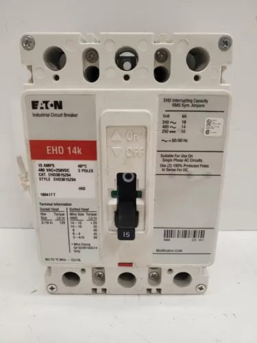 NEW TAKE OFF! EATON CUTLER-HAMMER 15A CIRCUIT BREAKER EHD3015Z04
