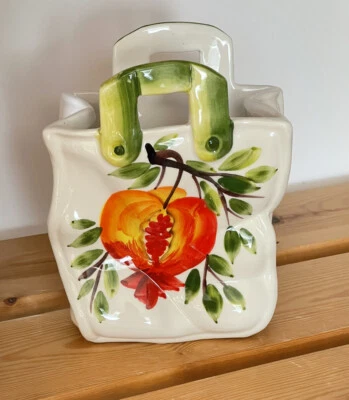 BASSANO KERAMIK VASE TISCHVASE SCHÖNES GRANATAPFEL MOTIV 22CM HOCH NEU - Bild 1 von 4