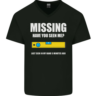 Missing Spirit Level Builder Bricklayer Herren V-Neck Baumwoll Maglietta