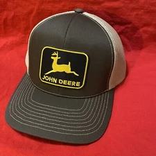Vintage John Deere patch on  BROWN TAN Richardson  112 Snapback Trucker Hat Cap