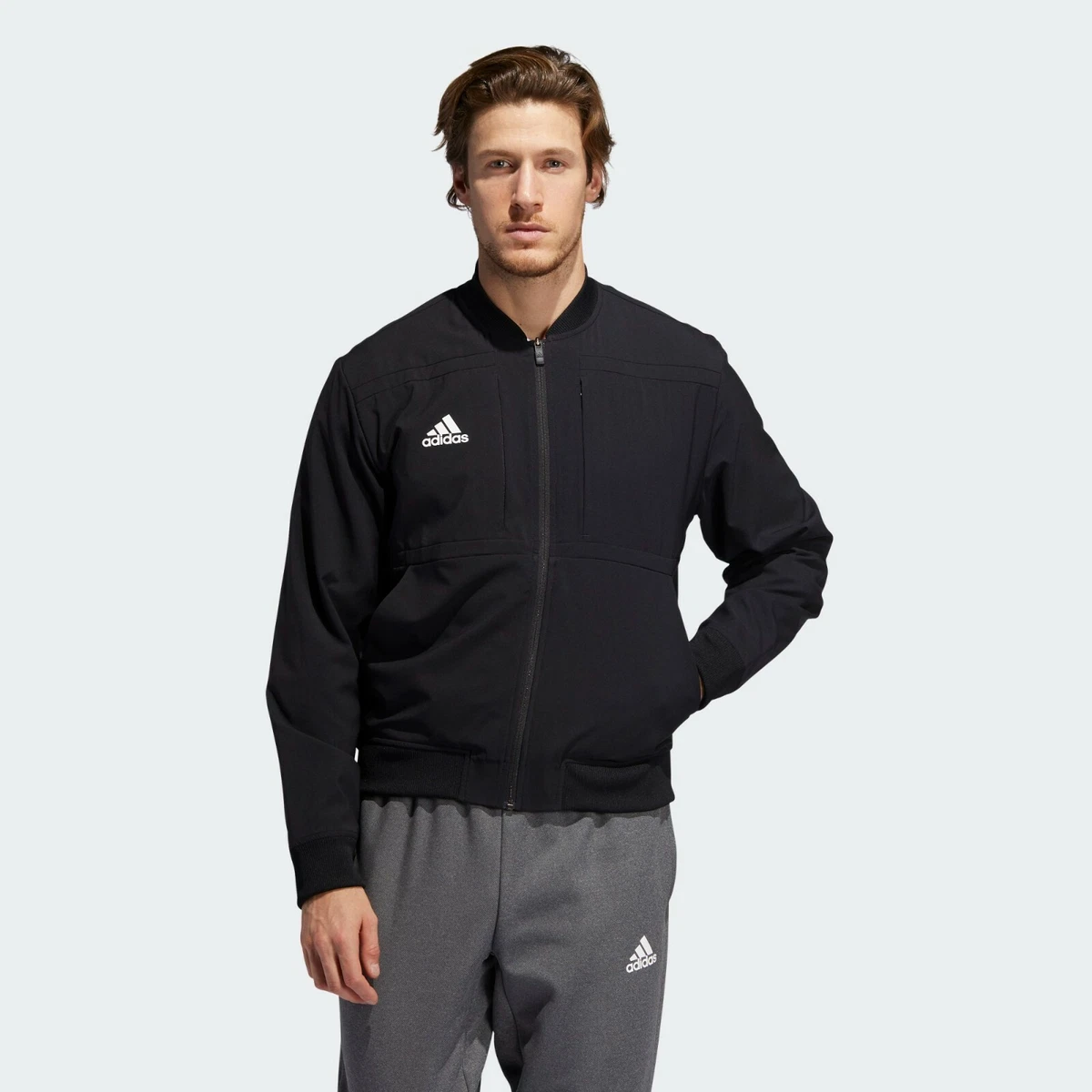 Adidas Men's Black/White Under The Lights Woven Bomber Jacket size S $70 |  eBay