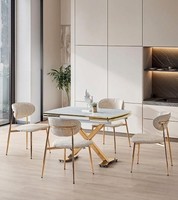 Esszimmer-Set Esstisch 4X Stuhl Modern Marmor Komfortabel Ausziehbar