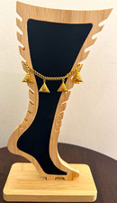 Gold Tone Cable Chain Anklet Triangle Charm D...