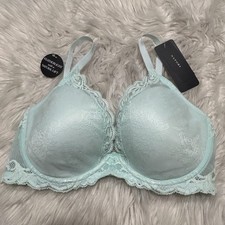 Natori 36D Bra Mint Green Feathers Plunge 730023 Underwire Back Closure NEW 68