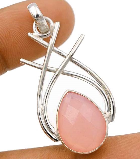 Natural Faceted Rose Quartz -Madagascar 925 Sterling Silver Pendant