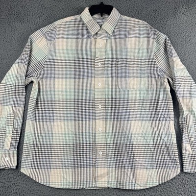 American Trench Shirt Men s Medium Long Sleeve Made In USA Colorblock Plaid