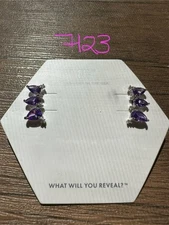 NIB Bomb Party Stud Earrings RBP6583 Happiness Found Violet C. Zircon Rhodium Pl