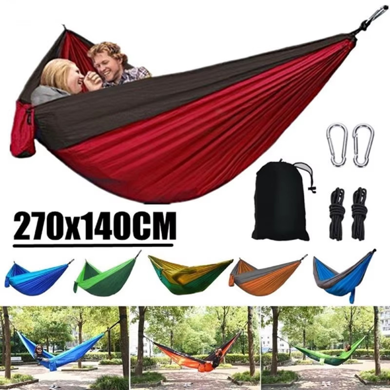 Hamac de camping portable 1 personne en nylon avec sangles
