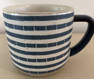 Hearth & Hand With Magnolia 13oz Stoneware Clipped Striped Coffee Mug Blue