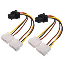 2 Pack Dual Molex 4PIN To 6PIN ATX GPU Power Cable 4.72in 12cm Adapter