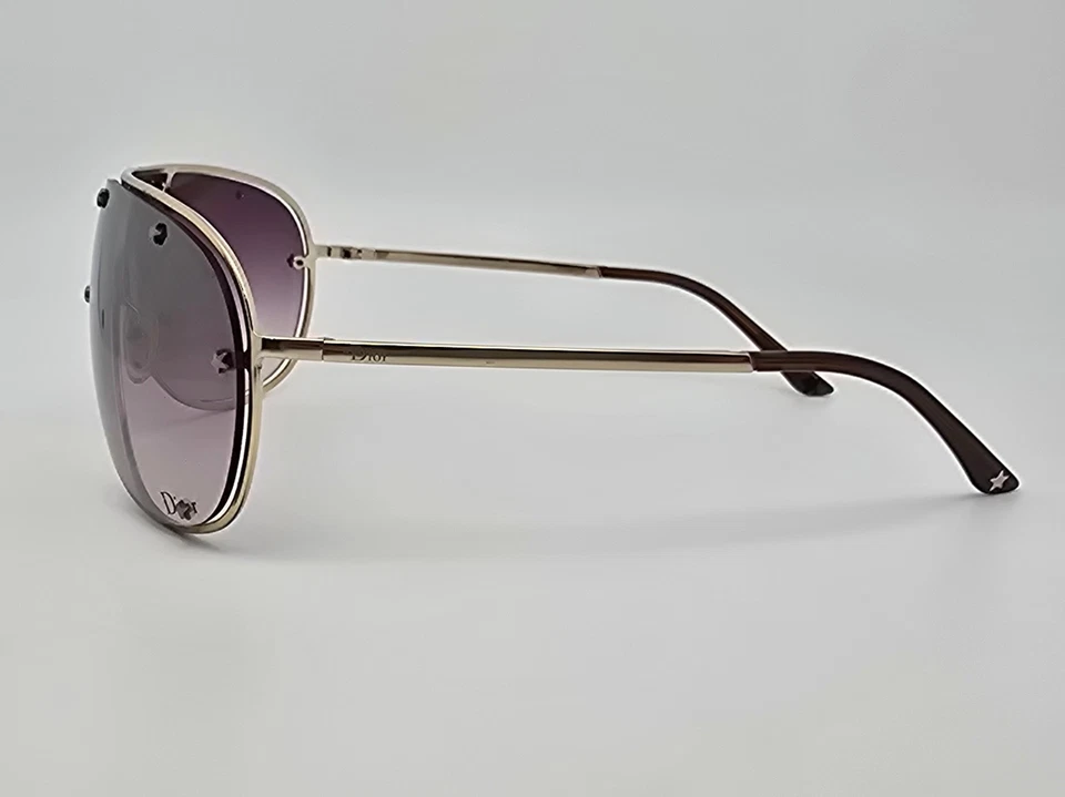 Christian Dior Diorwindshield1 Gold Frame Silver Mirror Aviator Y2K Sunglasses - Image 4 of 4