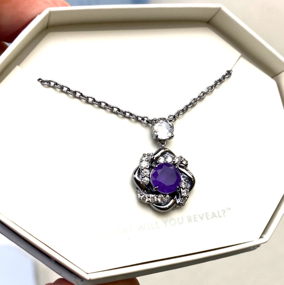 BP Bomb Party Necklace Amethyst & Quartz Hematite Plated NK58208 18” NWT $118 - Image 3 of 4