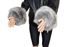 Gray Fox Fur Cuffs: Detachable Winter Coat Cuffs