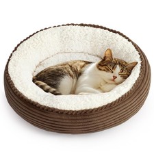 Love's cabin Round Donut Cat and Dog Cushion Bed 20in Pet Bed for Cats or Sma...