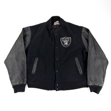 Vintage Locker Line Los Angeles Raiders Spellout Wool Bomber Jacket 80s Size L
