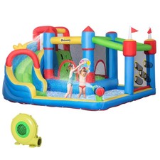 6-in-1 Ultimate Inflatable Aqua Park Slide Bouncer Pool Cannon 450W Blower