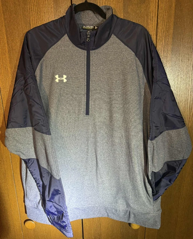 NWT Under Armour Mens S Team Performance Fleece 1/4 Zip Pullover Blue/Gray 2XL - Image 3 of 4