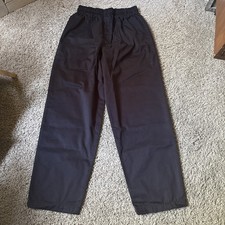 CHEF PANTS solid black color w/pockets elastic waist large size 36 X 29 hem