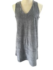 Bishop + Young Twilight Blue V-Neck Suede-Like Sleeveless Mini Dress S