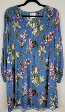 Maryan Mehlhorn Women’s Dress Floral Ruched Front-Braided Collar Blue Small NWT