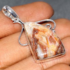 925 Silver Plated Mexican Laguna Lace Pendant Handmade 1.8" GW