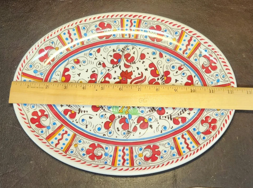 Plato de gallo rojo melamina Le Cadeaux/tablero de corte/8 platos de ensalada, en muy buen estado+ Foto 4 de 4