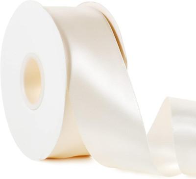 Cream White 2'' X 50 Yards Solid Color Satin Ribbon, Double Faced High Density Po